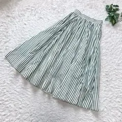 美品 22年モデル エブール ストライプ ギャザー フレア ロングスカート36