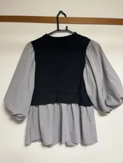 リブ編み ノースリーブトップス 黒 - メルカリ
