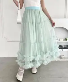 【新品未使用】Loueme ボリュームヘムチュールティアードスカート