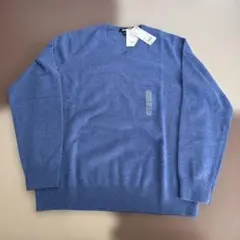 【新品未使用】ユニクロ カシミヤ Vネックセーター 長袖 62青