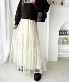 classicalelf チュールティアードロングスカート アイボリー Mサイズ