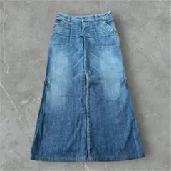 90s 00s ワイド フレア フェード デニム 変形 カスタム 色落ち レトロ