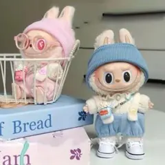 再入荷labubu ラブブ洋服ぬいぐるみ着17cm 着せ替え服5点セット　ブルー