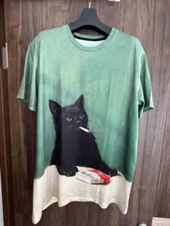 黒猫デザイン Tシャツ Lサイズ
