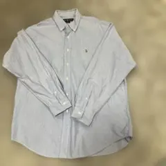Ralph Lauren ボタンダウン長袖シャツ ライトブルー　ロゴ刺繍