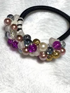 ビーズ ヘアゴム カラフル 色とりどり