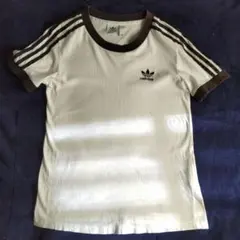 adidas ホワイト Tシャツ 3本ラインＬサイズ