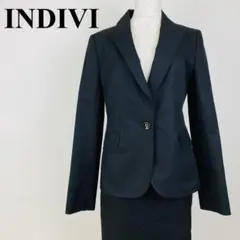 INDIVI スカートスーツ ストライプ 黒 0258-A