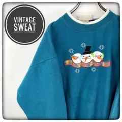 《一点物》古着レトロ☆古着女子くすみカラー 刺繍デザイン スウェット トレーナーのサムネイル