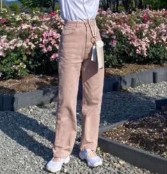 ピンク デニムパンツ ストレート Sのサムネイル