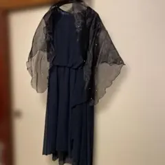 ネイビー シフォン パーティードレス
