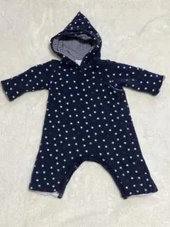 プチバトー　星柄フード付きロンパース/ジャンプスーツ　3m/60