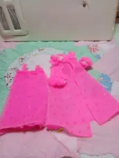 ヴィンテージバービー ドット柄ドレスセット ピンク