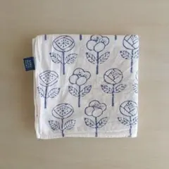 花柄ハンカチ ホワイト・ブルー