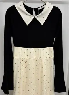 mily bilet 切り替え配色フレア袖ドッキングワンピース S