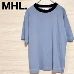 MHL 24SS cotton linen Tシャツ ブルー リンガーT