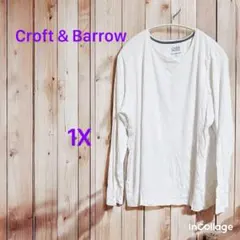Croft & Barrow コットン100% ロンT 白 1X アメリカ古着