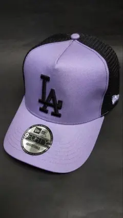 New Era ドジャースパープルブラックトラッカーメッシュキャップ