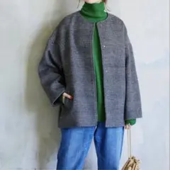 ジャーナルスタンダード 美品 スーパー140ビーバーノーカラーショートコート