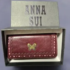 未使用】ANNASUI アナスイ がま口 財布 三つ折り ブラウン バタフライ