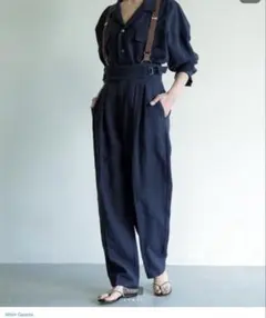 Whim Gazette×長谷川京子　サスペンダーリネンパンツ　38 レア】長谷川京子着 ウィムガゼット リネンワイドパンツ 38 - メルカリ