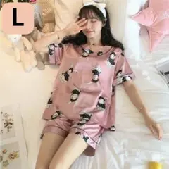 サテン 人気 レディース パジャマ ピンク 部屋着 大きい L ウサギ