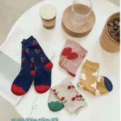 ENDO SOCKSさくらんぼ ハート 花組み合わせの可愛い子供靴下4足セット