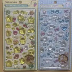 ポムポムプリン シナモロール 第二弾ボンボンドロップシール ぷくぷく2枚セット