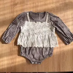 ベビー服 ベビーロンパース 80サイズ チェックロンパース