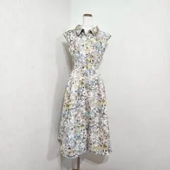 Swingle フレンチスリーブ 花柄ワンピース フレア 総柄 Sのサムネイル