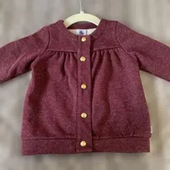 【美品】PETIT BATERU スウェットカーディガン ボルドー 81cm