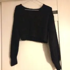 試着のみ美品　GRL 黒 クロップドニット F　シャギーニット