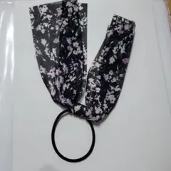 シフォン花柄リボンヘアゴム