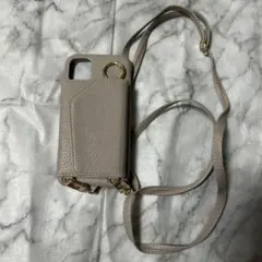 スマホショルダー ストラップ iPhone11ケース スマホケース ベージュ