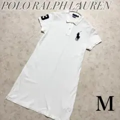 ポロラルフローレン　ポロワンピース　ビッグポニー刺繡　白 紺 ホワイト Mのサムネイル