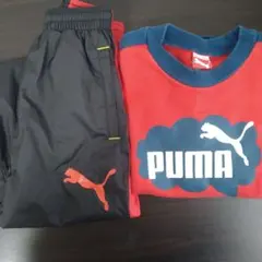 PUMA 2点セット 赤トレーナー 黒ピステズボン 130cm