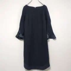 【美シルエット】バナナリパブリック 袖フレア ワンピース ネイビー XS上品
