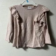 ZARA フリルデザイン 長袖ニット ピンク