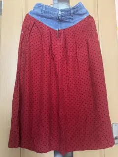 【美品】ヒステリックグラマー DOTS総柄 ミモレタックスカート デニム 切替S