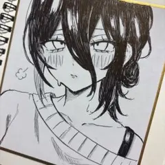 K様専用 チェンソーマン レゼ 手描き鉛筆 アナログイラスト 色紙