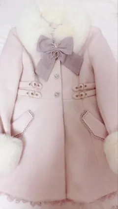 LIZLISA ビジューリボンミニ丈aラインコート ピンク