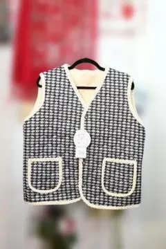 新品タグ付き更にOFF❤もちもちソフト裏フリース花柄キルティングベスト9091