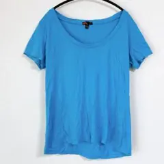 フォーエバートゥエンティーワン Uネック 半袖 無地 M 青 Tシャツ 普段着のサムネイル