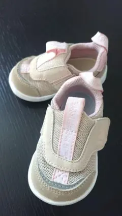 IFME イフミー ベビースニーカー 12cm ベージュ×ピンク 軽量