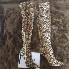 27cm ヒョウ・レオパード柄 ニーハイブーツ サイドジッパー単品