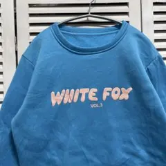 ワード スウェット 古着 青 WHITE FOX 英語