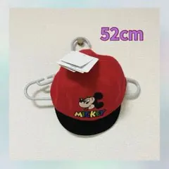 ミッキーマウス キャップ 52cm 赤　黒　刺繍　ディズニー