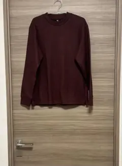 美品　ユニクロ　ソフトニットフリースクルーネックTシャツ　ブラウン　M