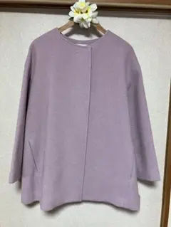 ナチュラルビューティーベーシック　ノーカラー　ハーフコート　未使用　カシミア入り