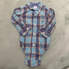 【美品】GAP 長袖ロンパース　80㎝　チェック柄